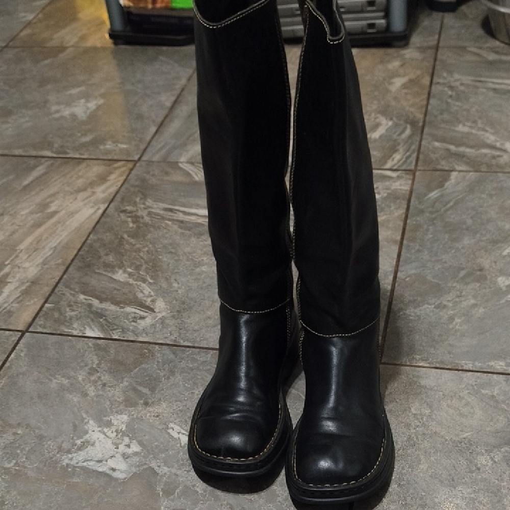 "Born" Black Leather Boots